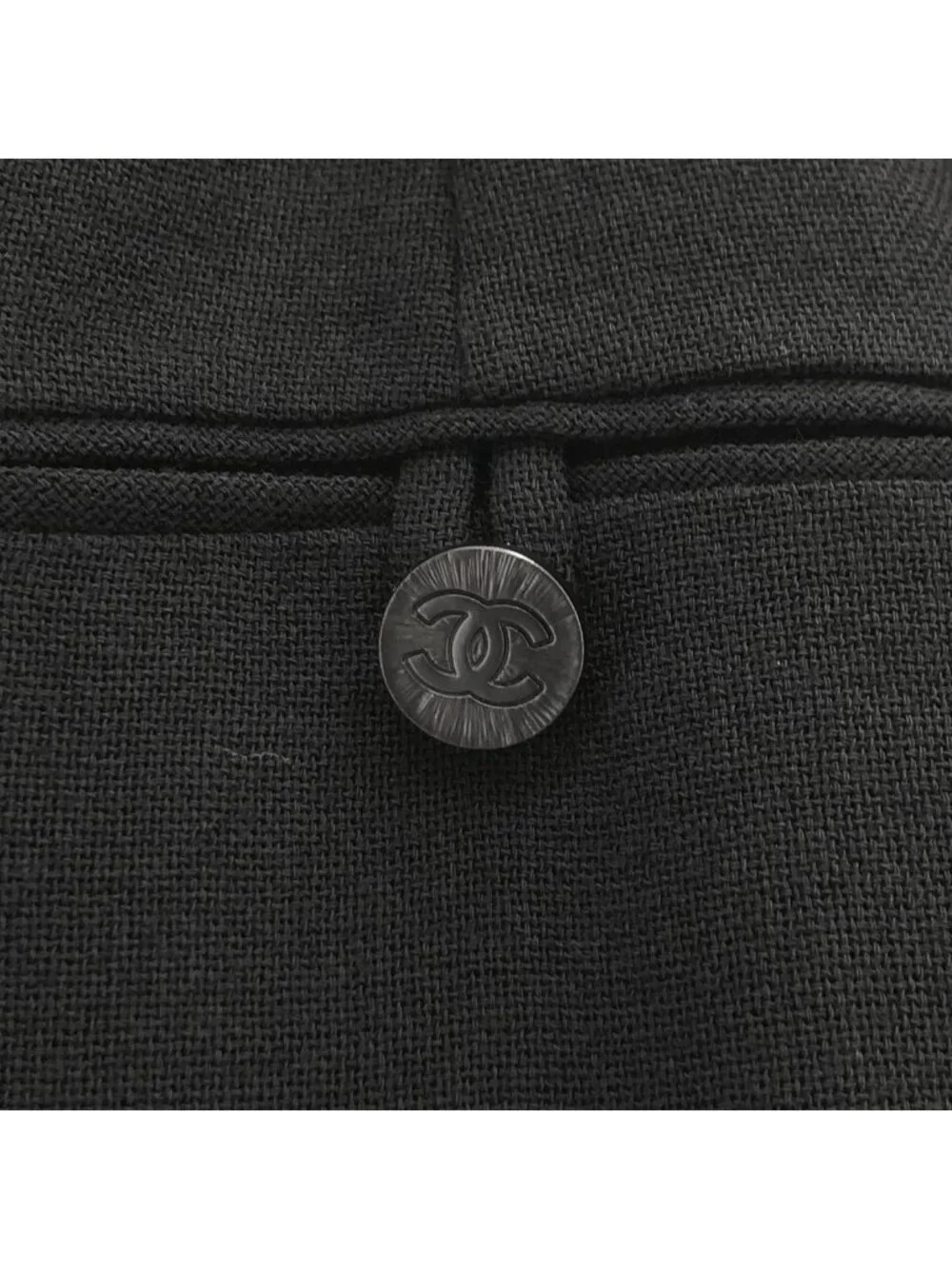Chanel Wool CC Logo Button Long Skirt Black 38